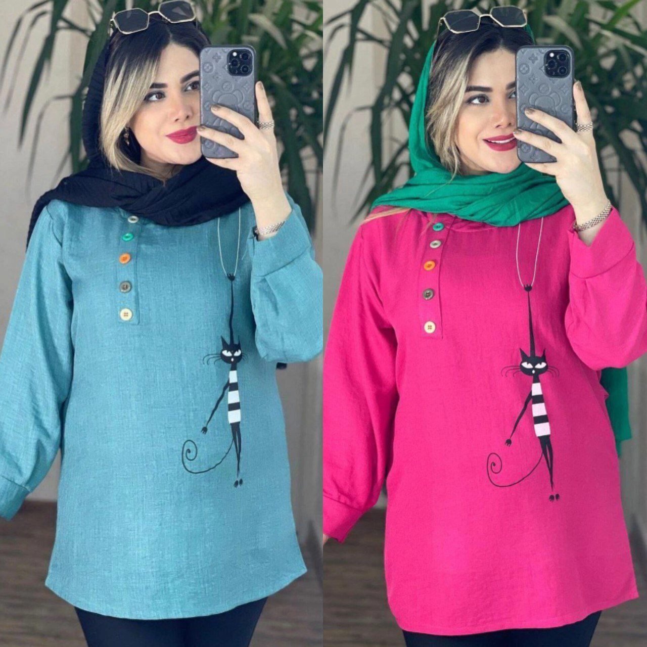 تونیک مانتویی طرح گربه